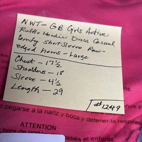 GB Active Girls Hooded Dress Ruffle Trim Short Sleeve Pink Swim Cover Size L NWT - Picture 12 of 12